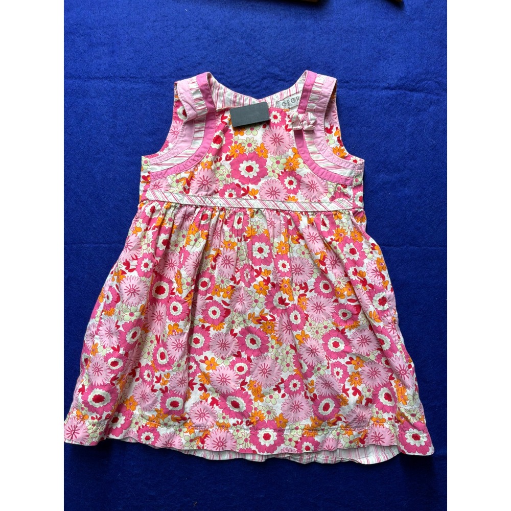Cottagecore Toddler George Floral A-Line Sun‎ Dress 4T Pink Orange